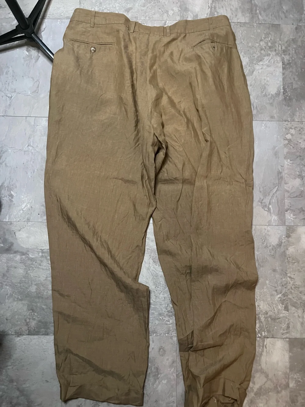 Faconnable Men's Khaki Linen Blend Chinos - Tan